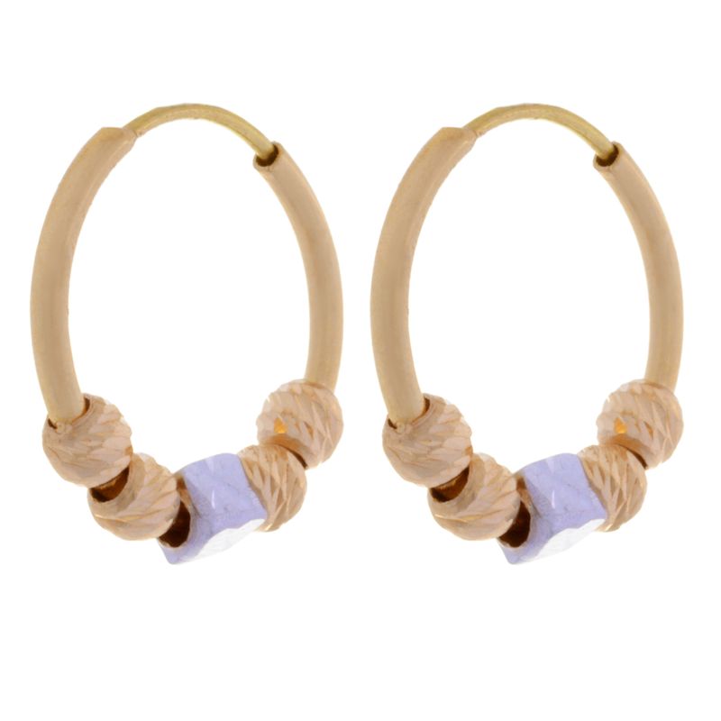 گوشواره طلا 18 عیار زنانه طلای مستجابی مدل حلقه ای گوی کد 14